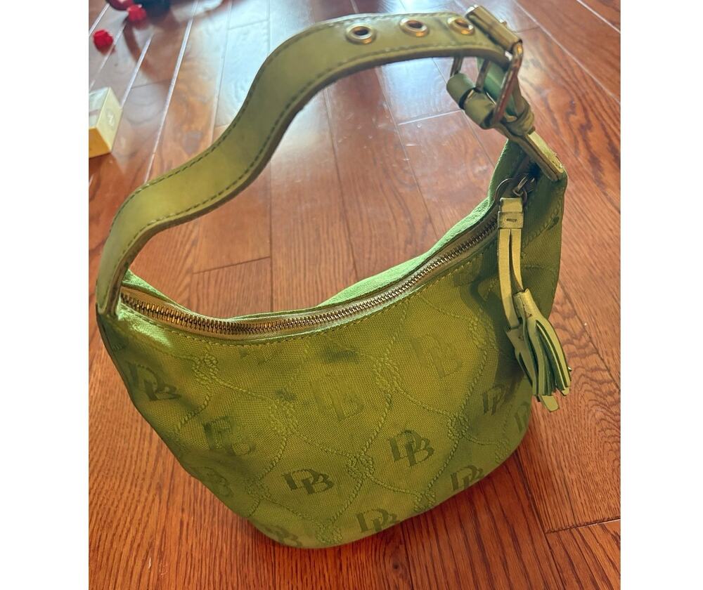 Vintage Y2K Dooney & Bourke Green Signature Monogram Hobo Bag